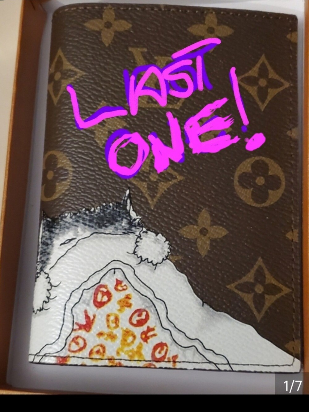 Women's Card Holder - Cream with Red Cat Print